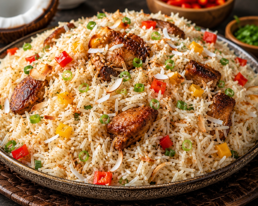 Coconut rice and chicken