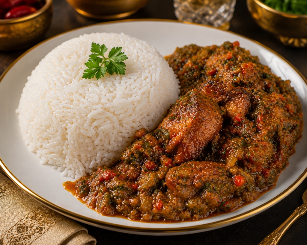 Native soup and rice